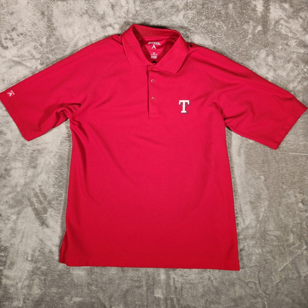 Antigua Texas Rangers Polo Mens Medium Red MLB Performance Shirt 100312